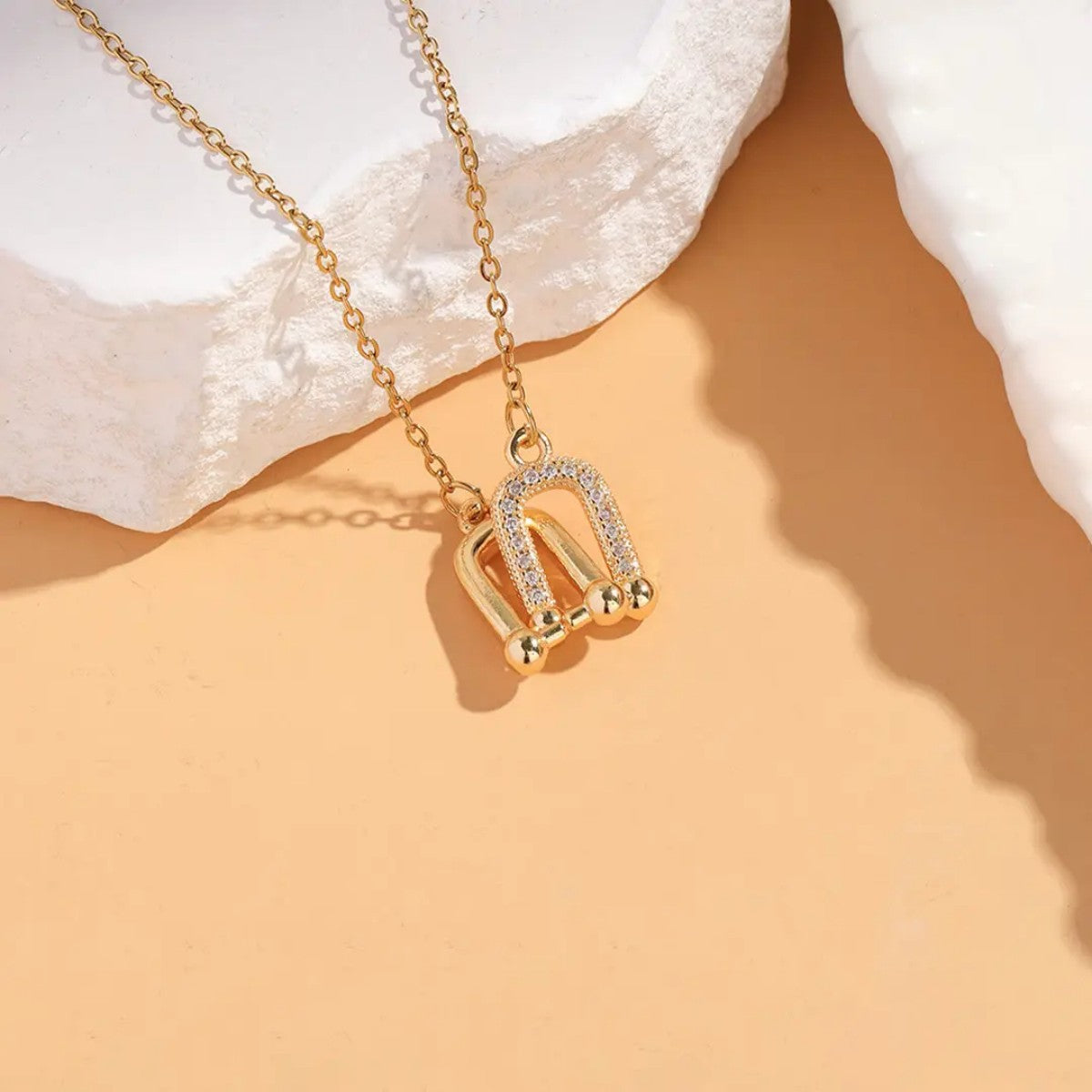 Mother & Daughter Interlocking Horseshoe Buckle Necklace