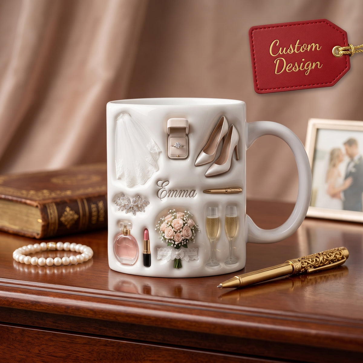 Personalized Bride Ceramic Mug - Wedding Gift For New Couple