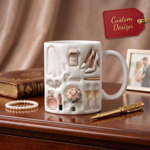 Personalized Bride Ceramic Mug - Wedding Gift For New Couple
