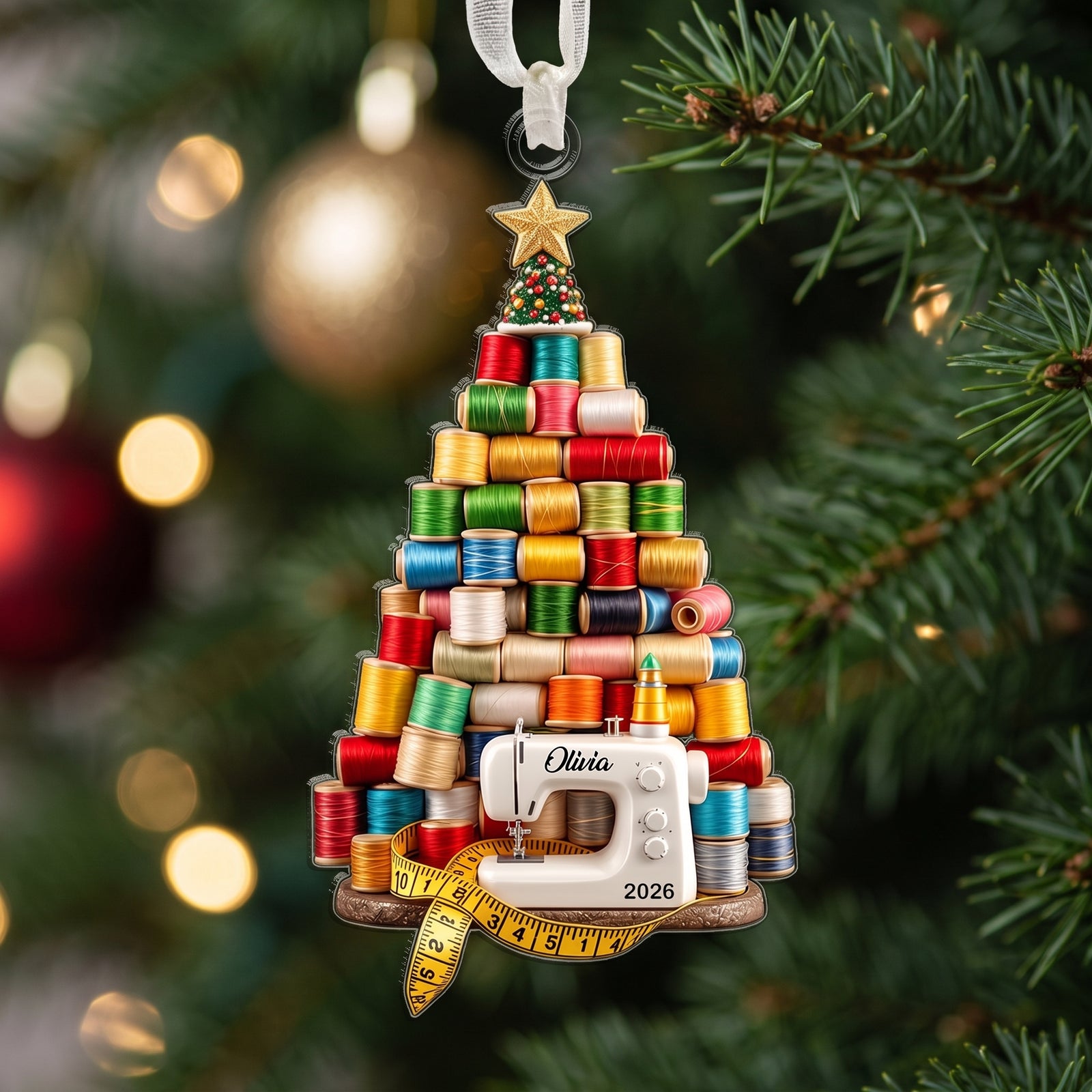 Personalized Sewing Thread  Acrylic Ornament