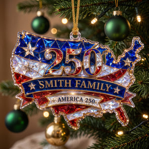 Personalized America 250 Hologram USA Map Ornament