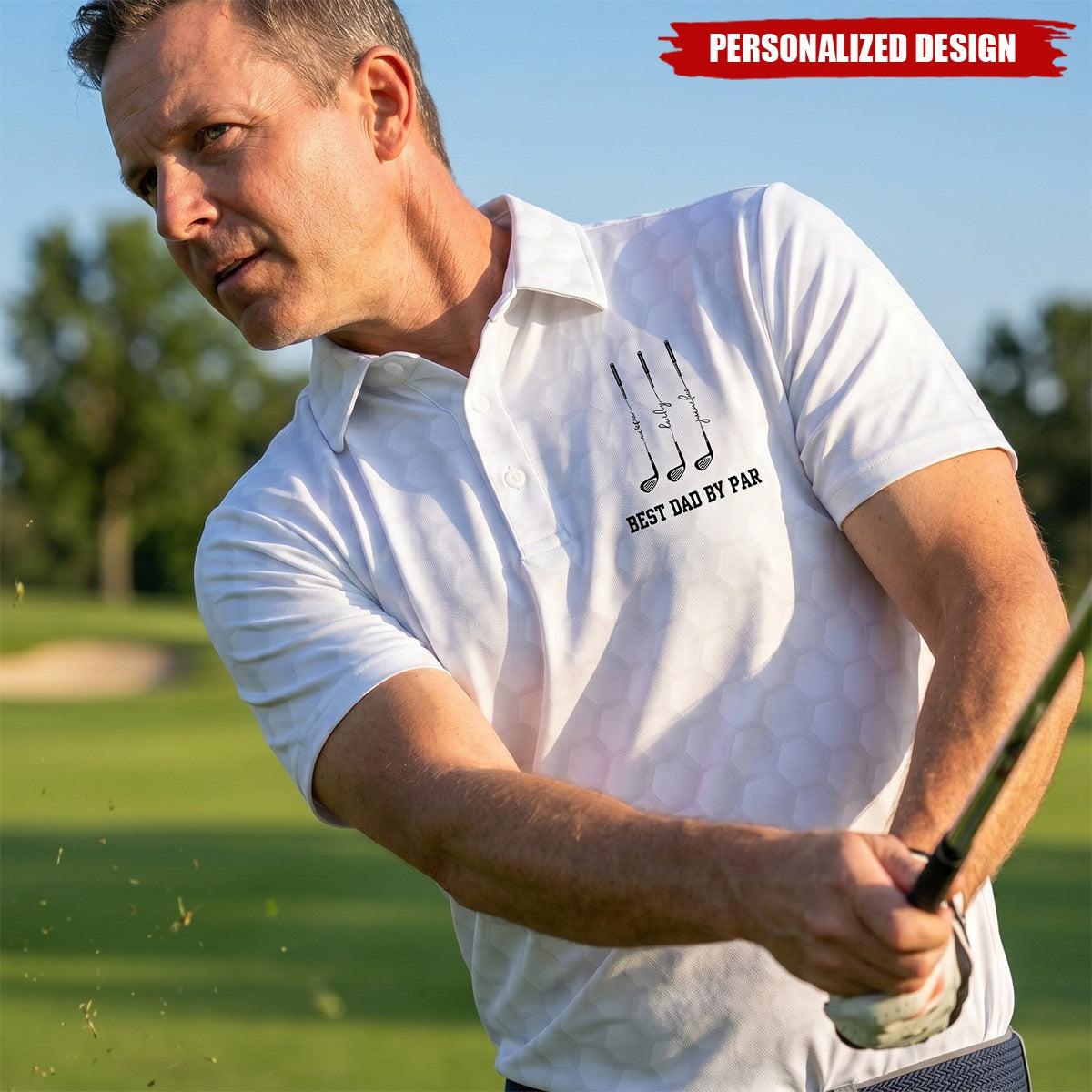 Father's Day Gifts, Best Dad By Par,Best Grandpa By Par-Personalized Polo Shirt