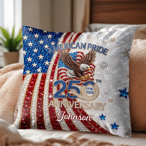 American Pride Anniversary Personalized Pillow, Gift for Patriots