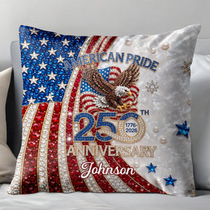 American Pride Anniversary Personalized Pillow, Gift for Patriots