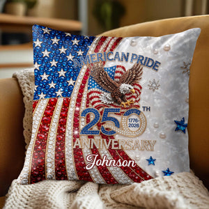 American Pride Anniversary Personalized Pillow, Gift for Patriots
