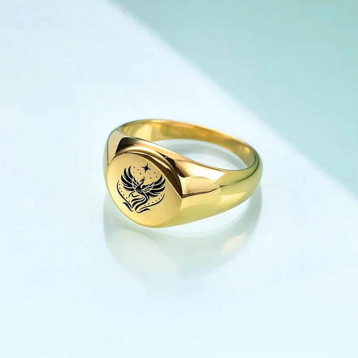 Rise Up Dust Off Phoenix Signet Round Ring