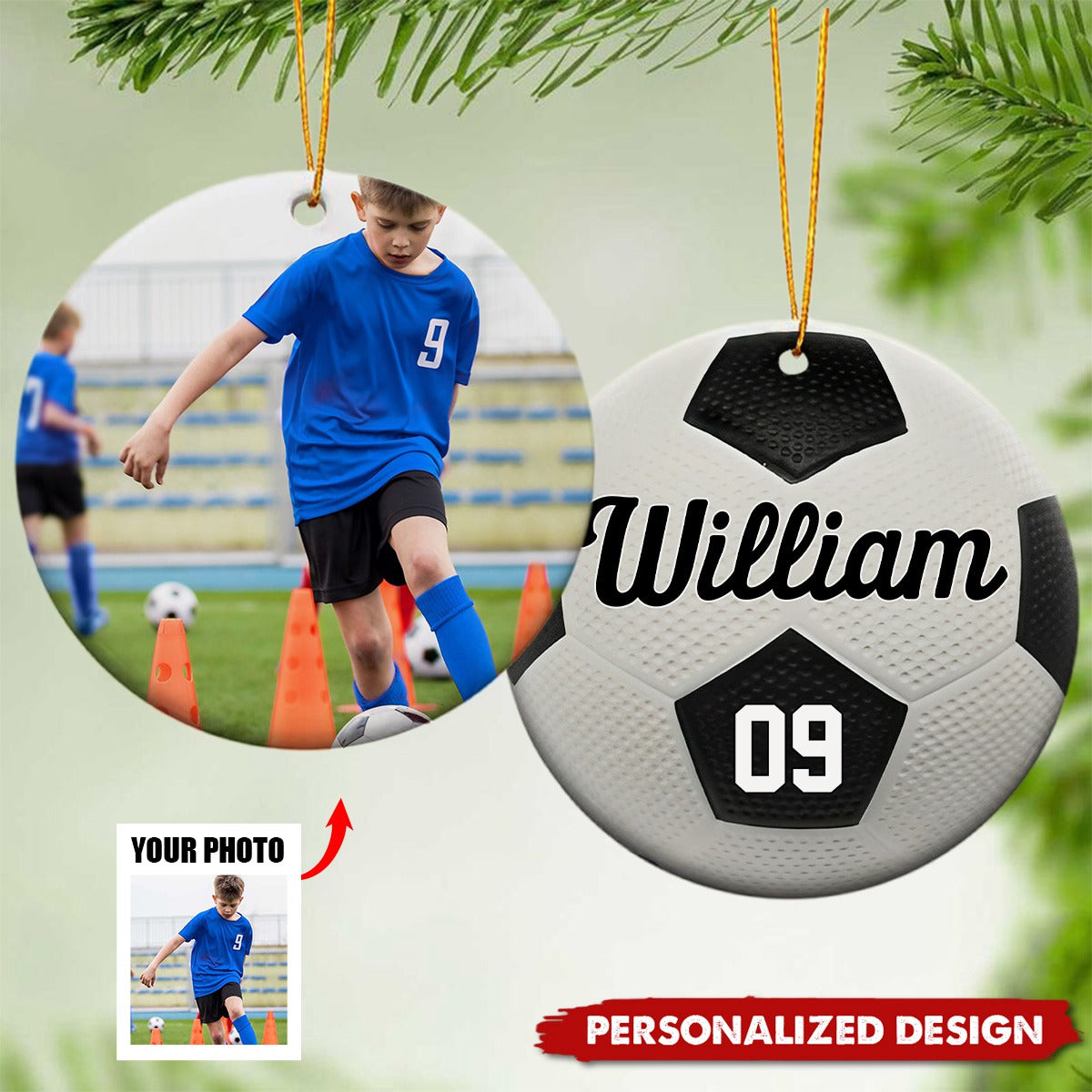2024 New Release Soccer-Personalized Ceramic Photo Ornament-Gift For Soccer Lovers