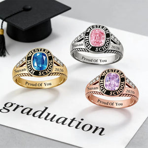 Personalized Graduation Class Birthstone Ring - Graduation Jewelry Gift for Men & Women