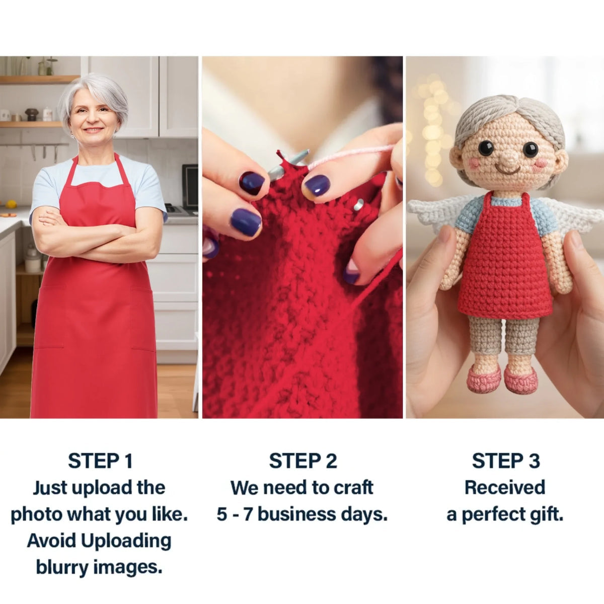 Forever Our Guardian Angel - Custom Photo Crochet Ornament - Personalized Christmas Memorial Sympathy Gifts For Loss Of Mom, Dad