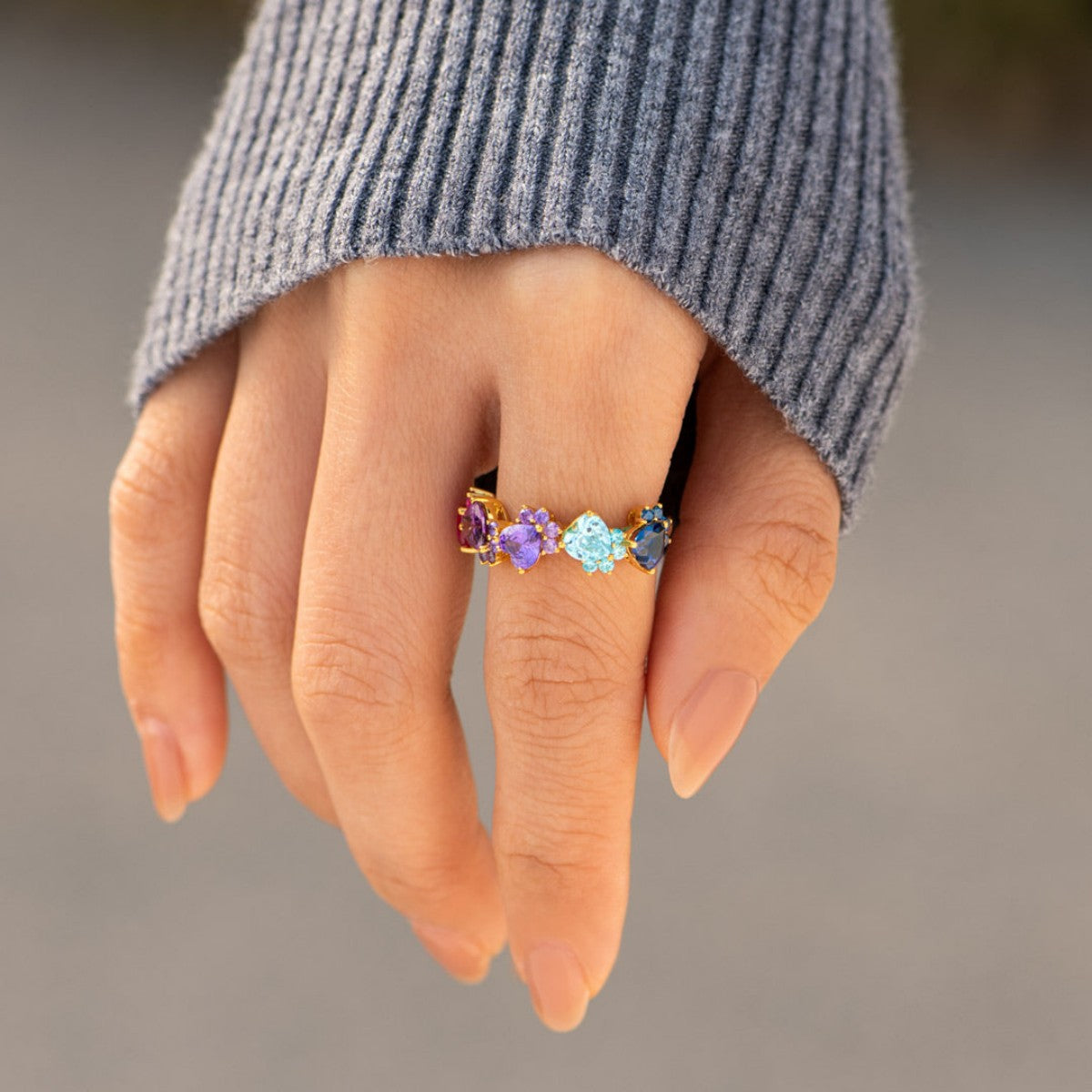 The Dogmother Dog Paws 1-5 Birthstones Ring