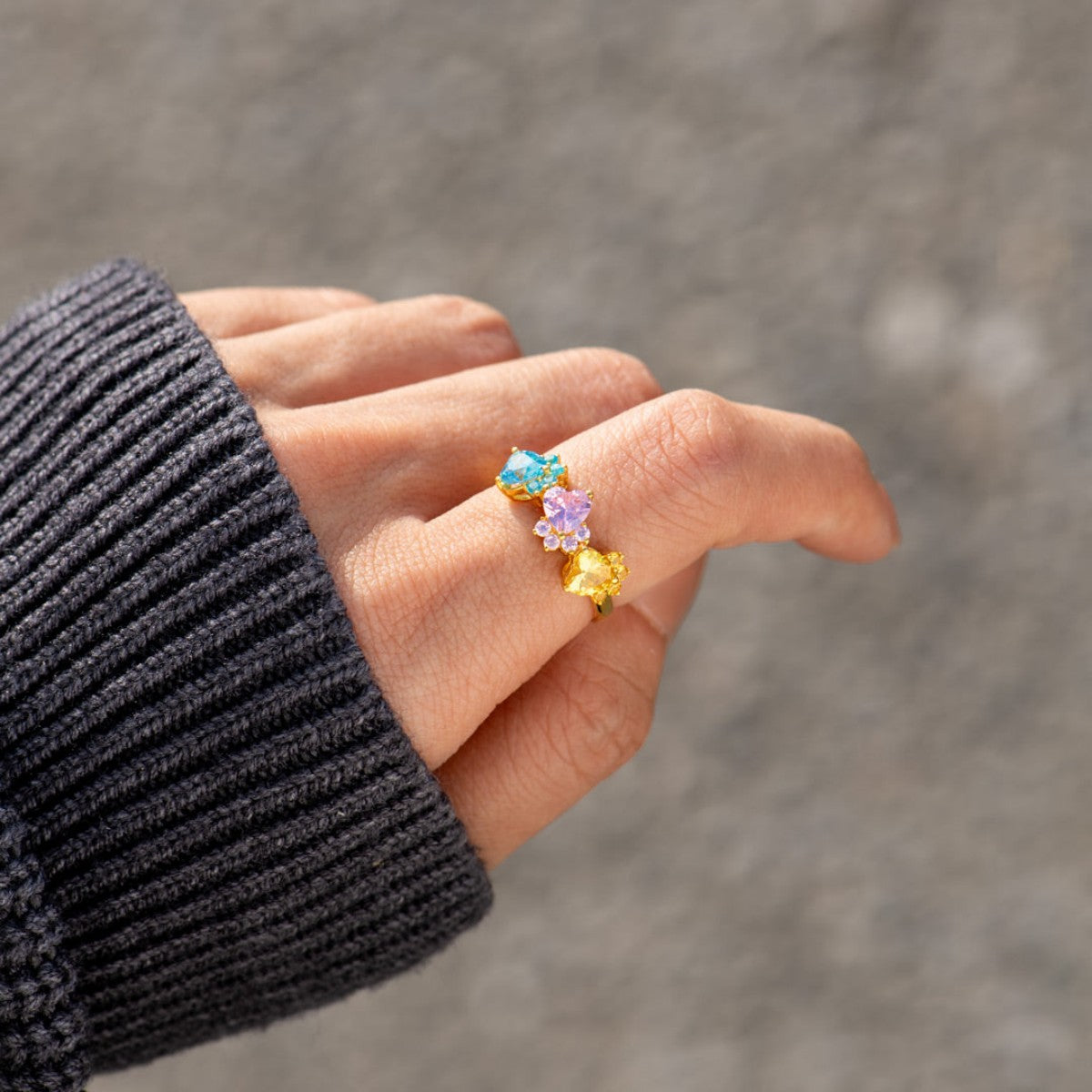 The Dogmother Dog Paws 1-5 Birthstones Ring