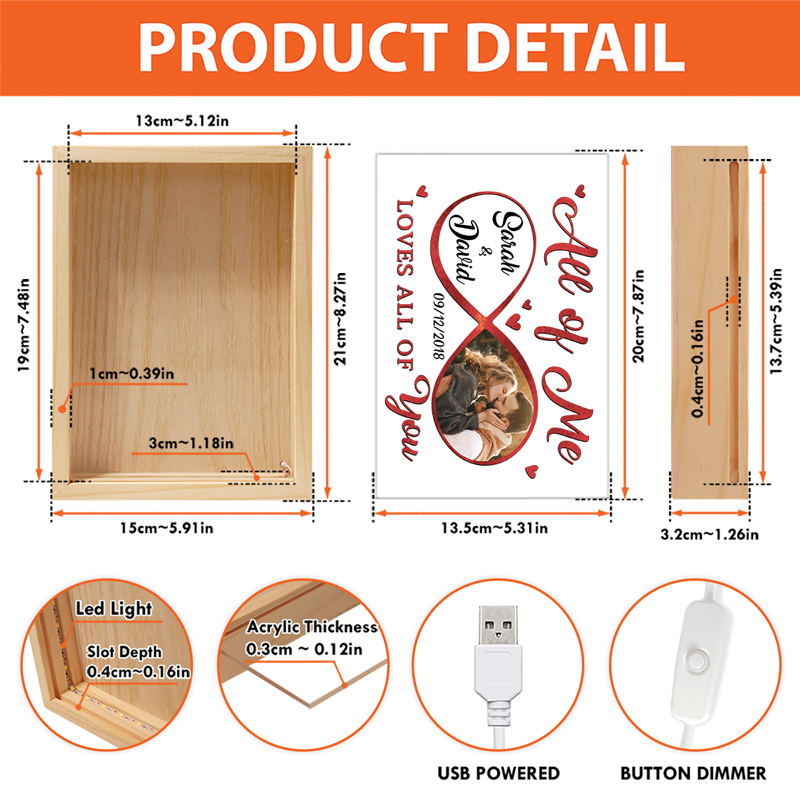 Custom Photo You're My End And My Beginning - Couple Personalized Custom Frame Light Box - Gift For Husband Wife, Anniversary