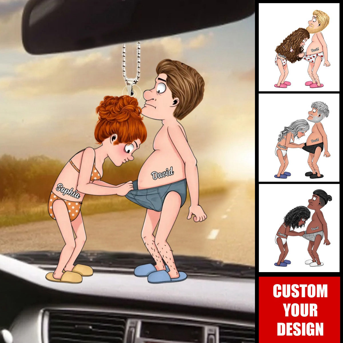 Personalized Funny Couple Acrylic Car Ornament-Gift Idea For Couple/ Valentine