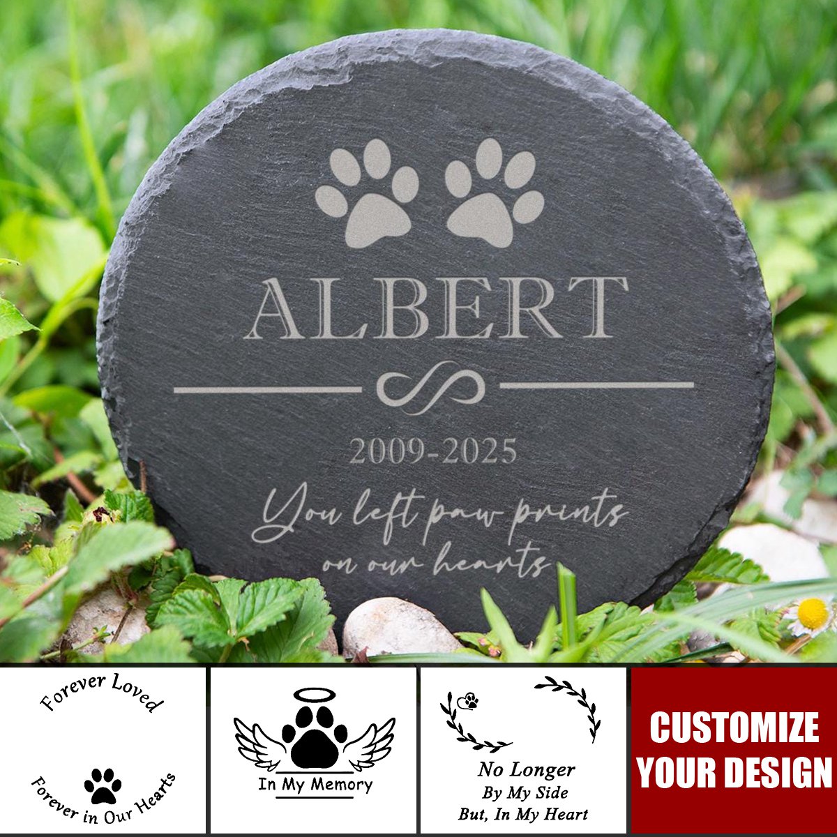 Engraved Pet Memorial Garden Stone Dog Loss - Personalized Garden Slate With Hook, Memorial Gift, Sympathy Gift