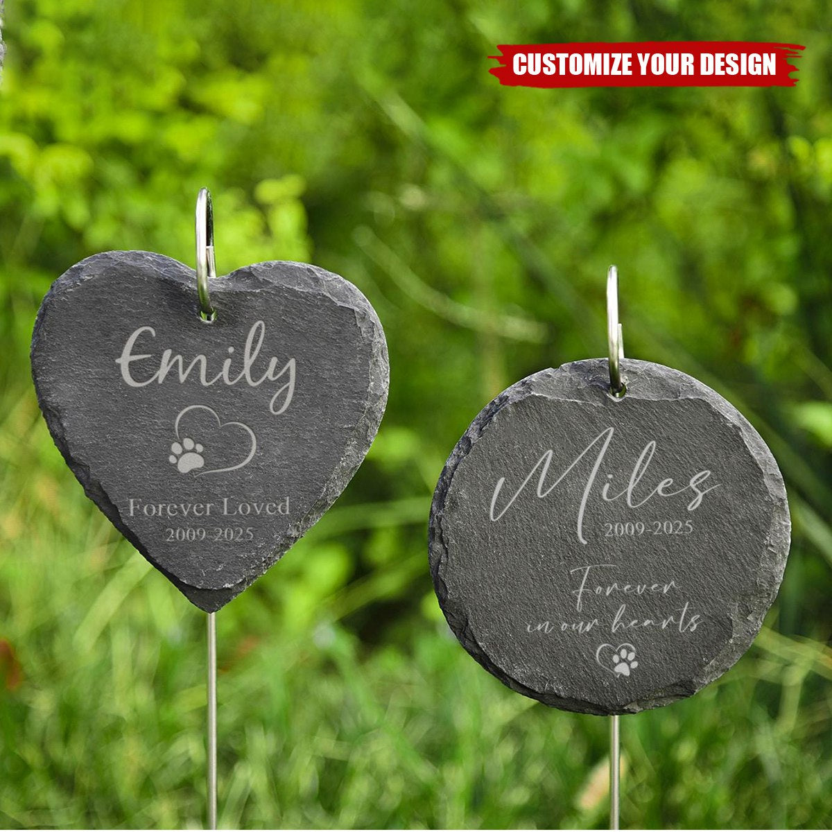 Engraved Pet Memorial Garden Stone Dog Loss - Personalized Garden Slate With Hook, Memorial Gift, Sympathy Gift