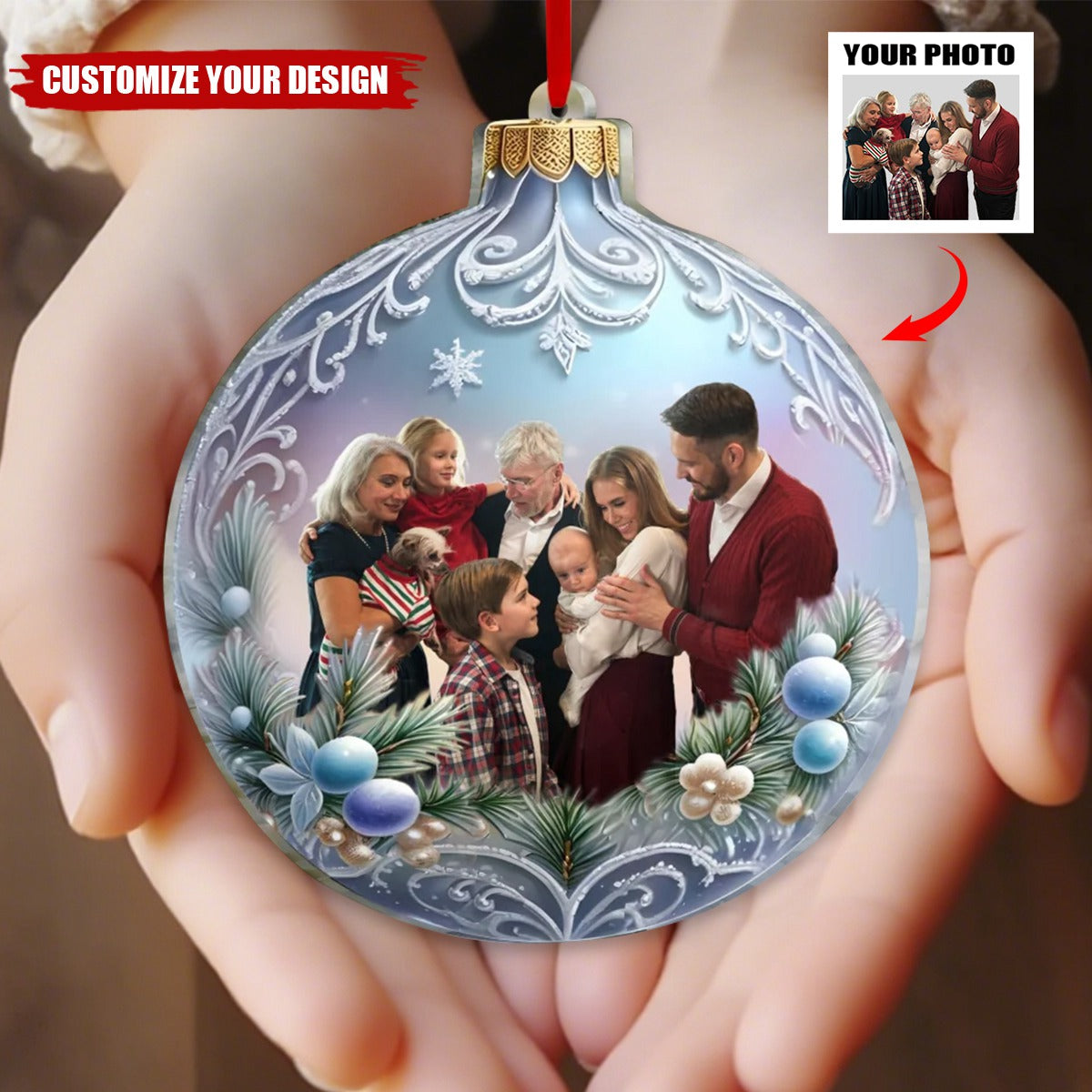 Personalized Upload Photo Christmas Acrylic Ornament - Christmas Gift Idea For Family/Couple