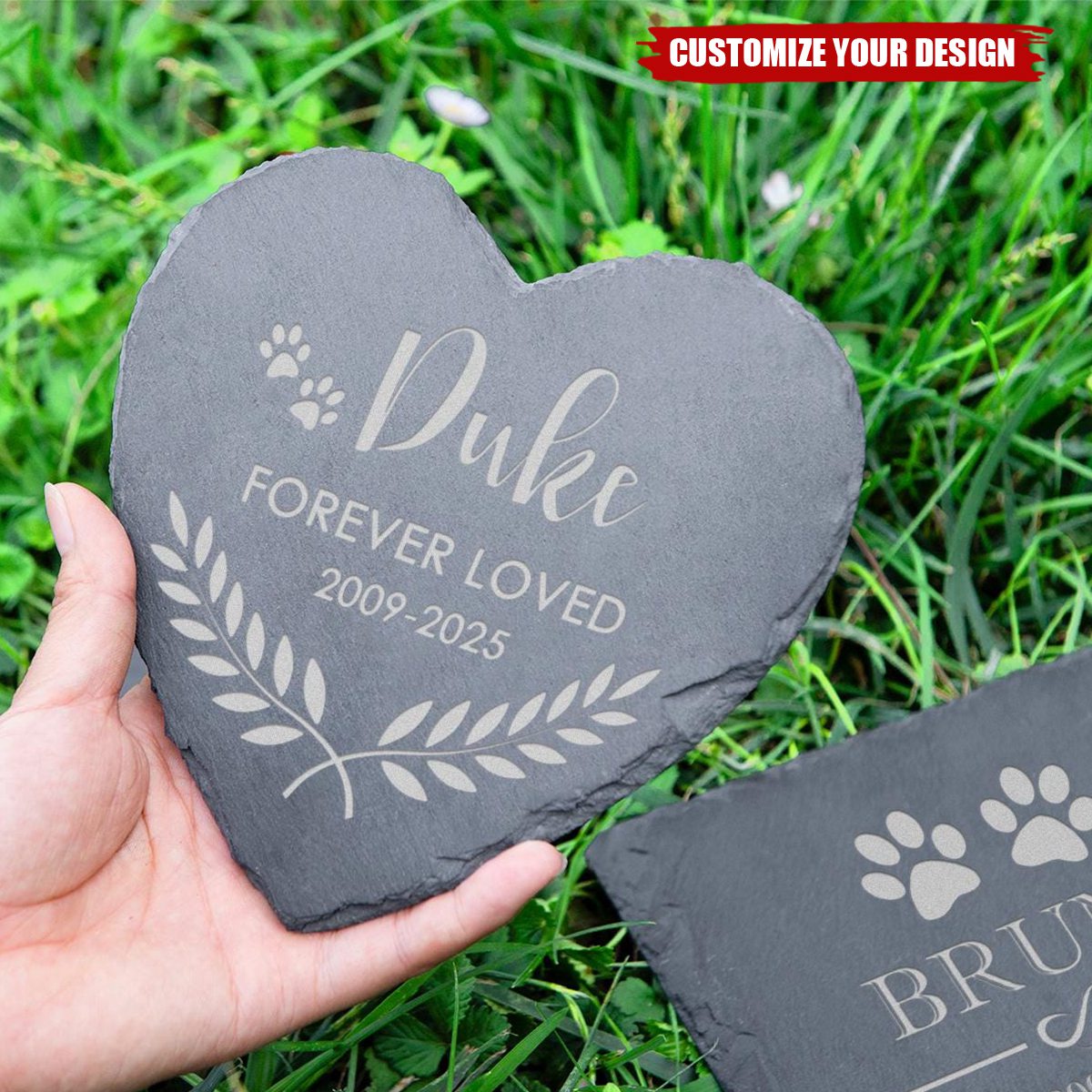 Engraved Pet Memorial Garden Stone Dog Loss - Personalized Garden Slate With Hook, Memorial Gift, Sympathy Gift