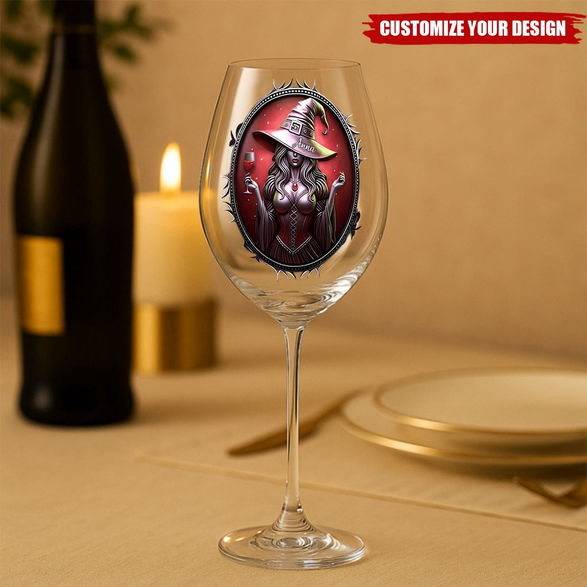 Drink Up Witches - Personalized Witch Wine Glass With Long Stem