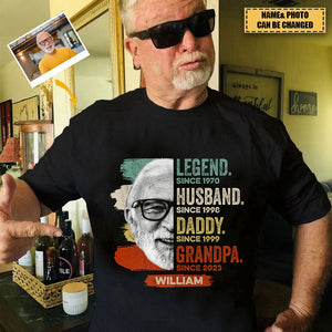 Legend Daddy Grandpa - Personalized Photo Shirt