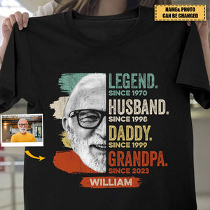 Legend Daddy Grandpa - Personalized Photo Shirt