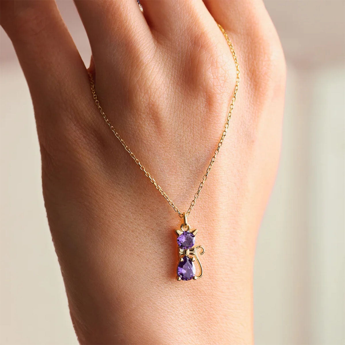 Personalized Cat Dog Bow Birthstone Necklace Dainty Jewelry Birthday Mother's Day Gift for Women Pet Lovers