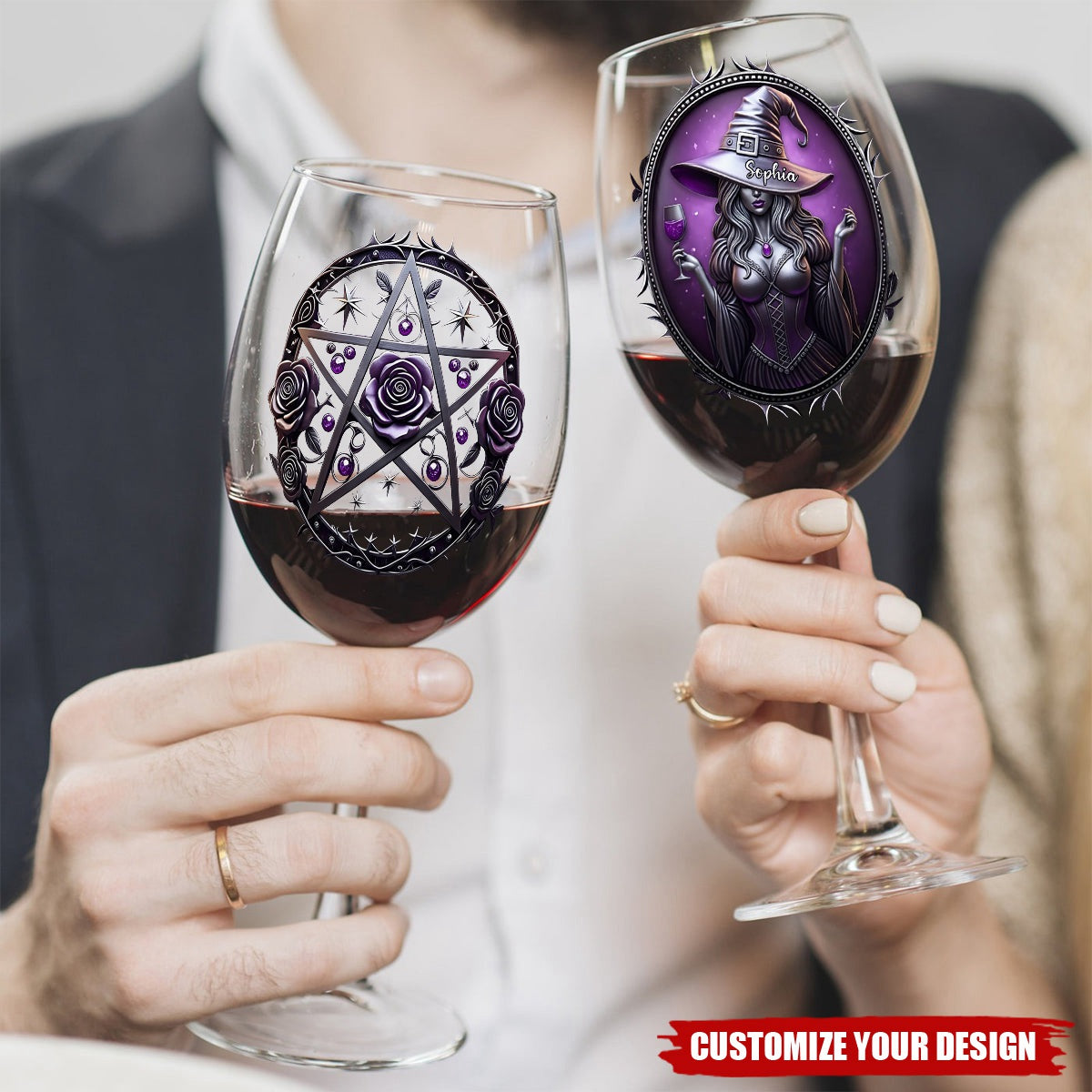 Drink Up Witches - Personalized Witch Wine Glass With Long Stem
