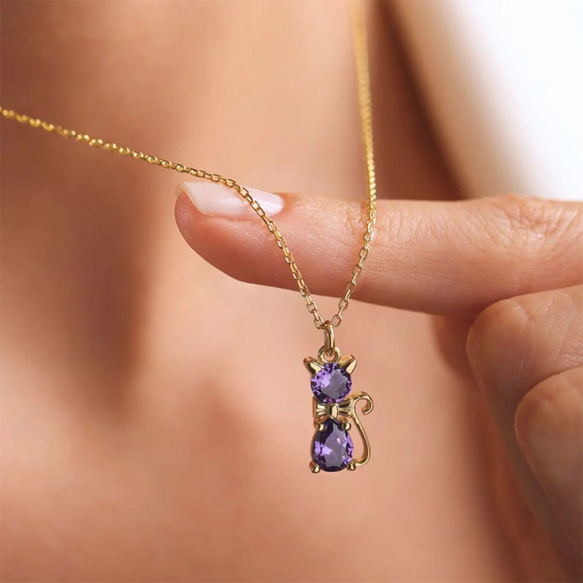 Personalized Cat Dog Bow Birthstone Necklace Dainty Jewelry Birthday Mother's Day Gift for Women Pet Lovers