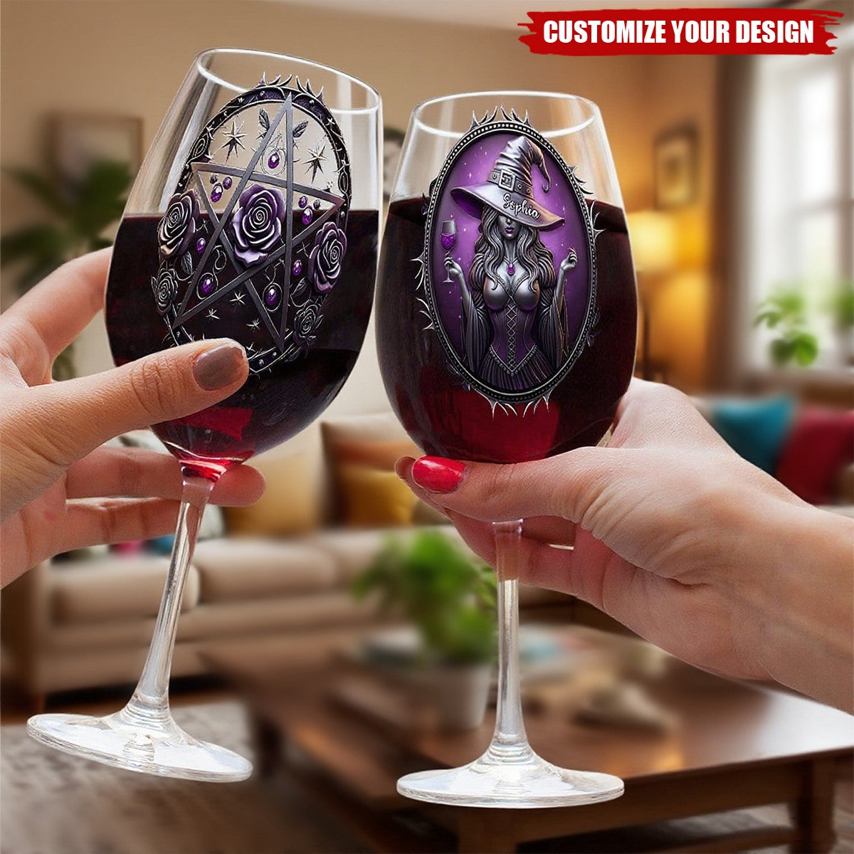 Drink Up Witches - Personalized Witch Wine Glass With Long Stem