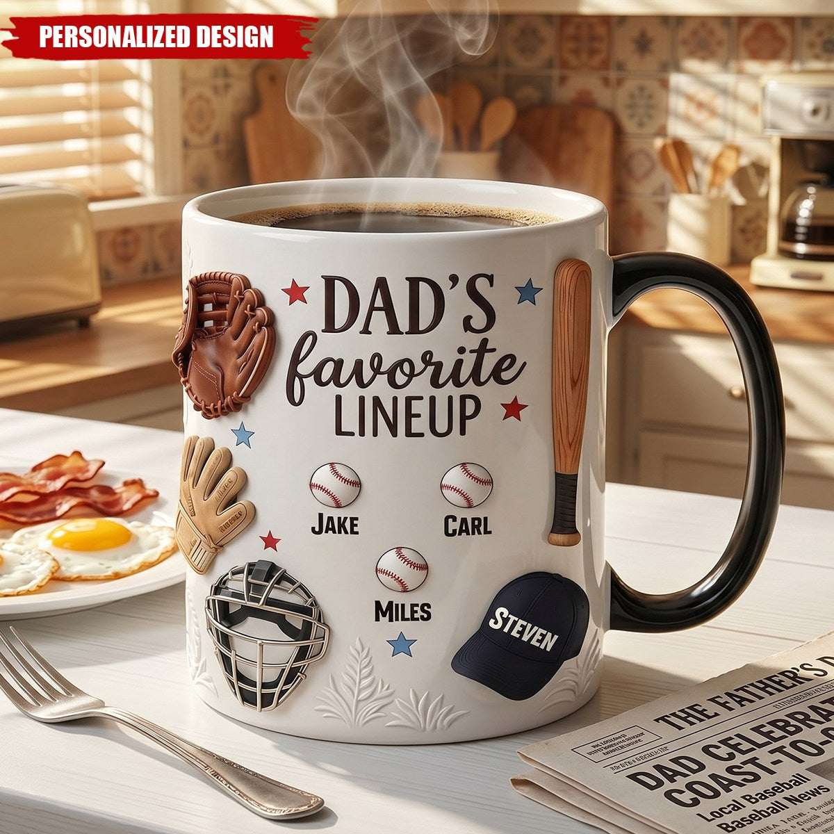 Personalized Baseball Dad Magic Coffee Mug-Gifts For Dad
