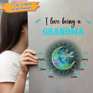 Personalized Grandma Mom Nana Grandkids Dragonfly Moon Decal/Sticker