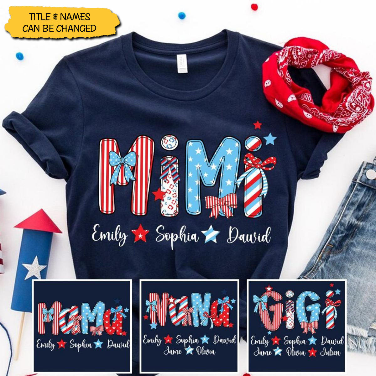 My Stars Shine With You - Personalized Patriotic American Flag T-shirt - 4th Of July, Gift For Mom, Grandma