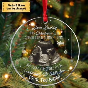 This Christmas Baby Bump To Daddy - Personalized Circle Acrylic Ornament
