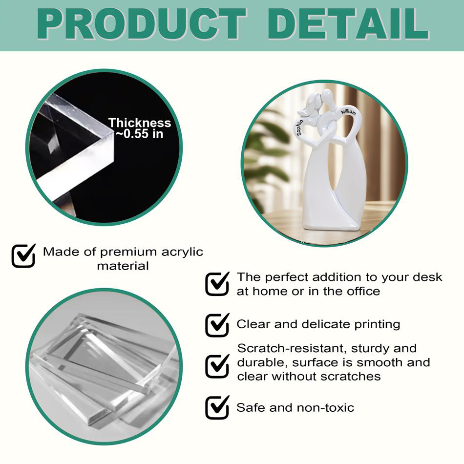 Personalized Romantic Heart Couple Acrylic Plaque - Gift for Couple