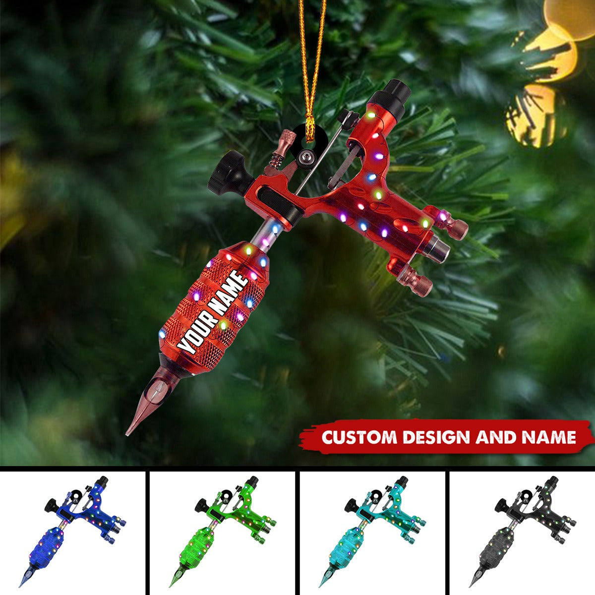 2024 New Release Personalized Tattoo Machine Christmas Ornaments -Gifts For attoo Artist