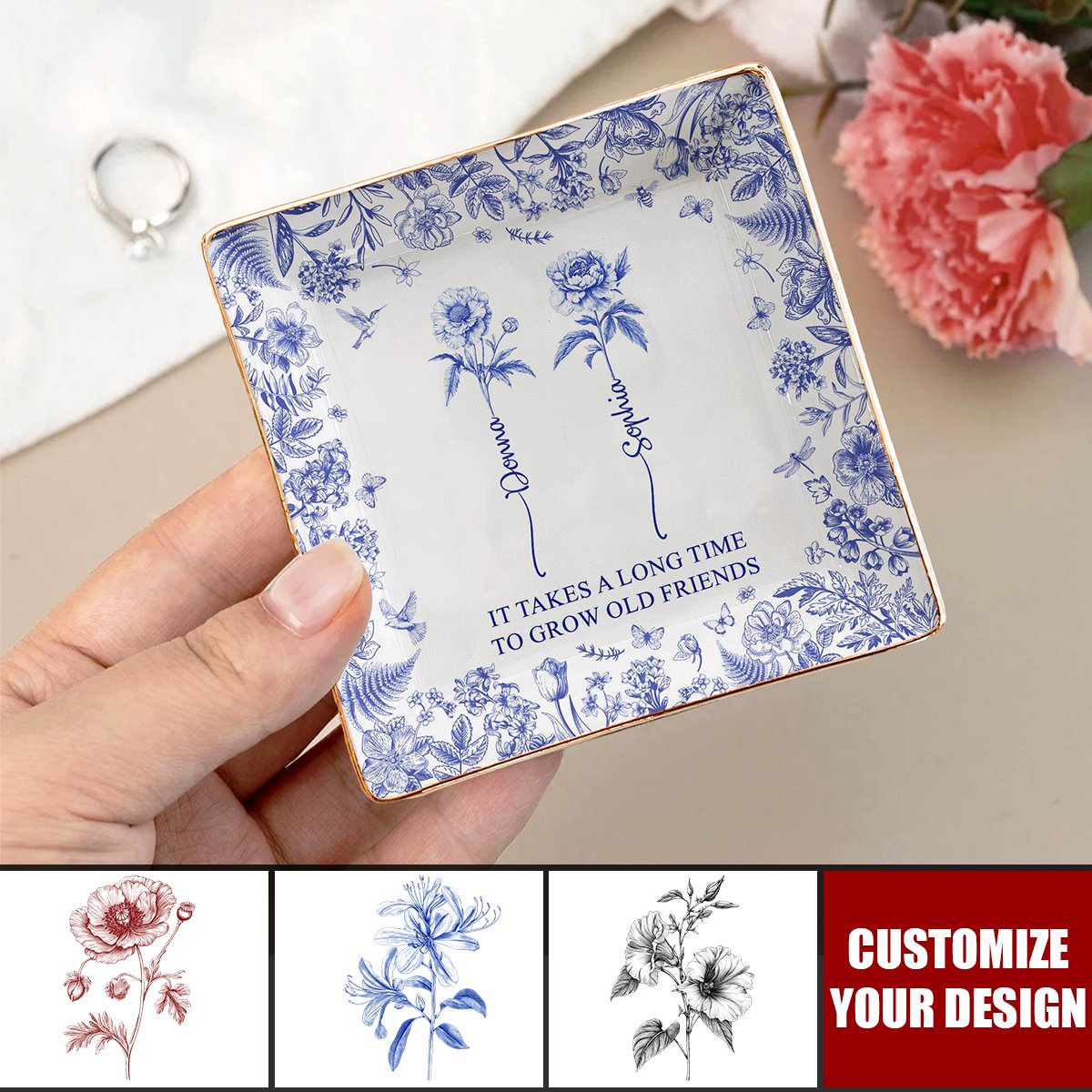 If Besties Were Flowers I'd Pick You - Personalized Jewelry Dish