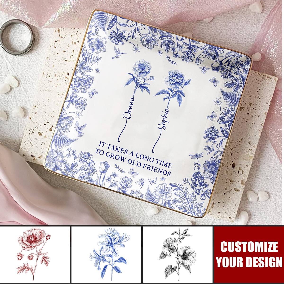 If Besties Were Flowers I'd Pick You - Personalized Jewelry Dish