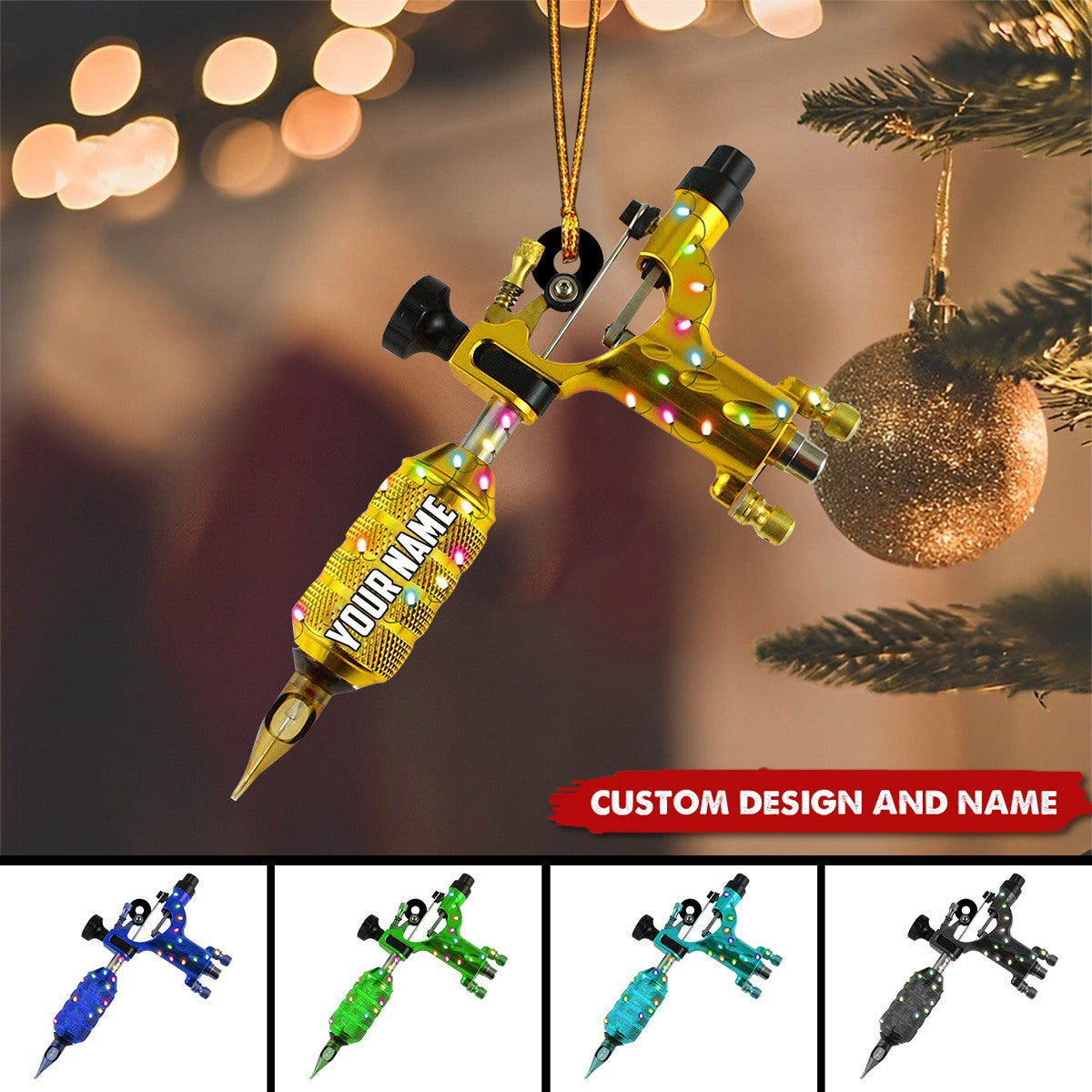 2024 New Release Personalized Tattoo Machine Christmas Ornaments -Gifts For attoo Artist