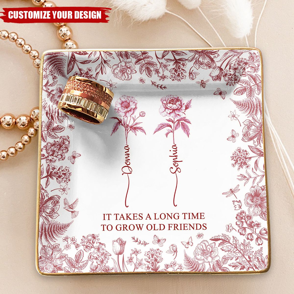 If Besties Were Flowers I'd Pick You - Personalized Jewelry Dish