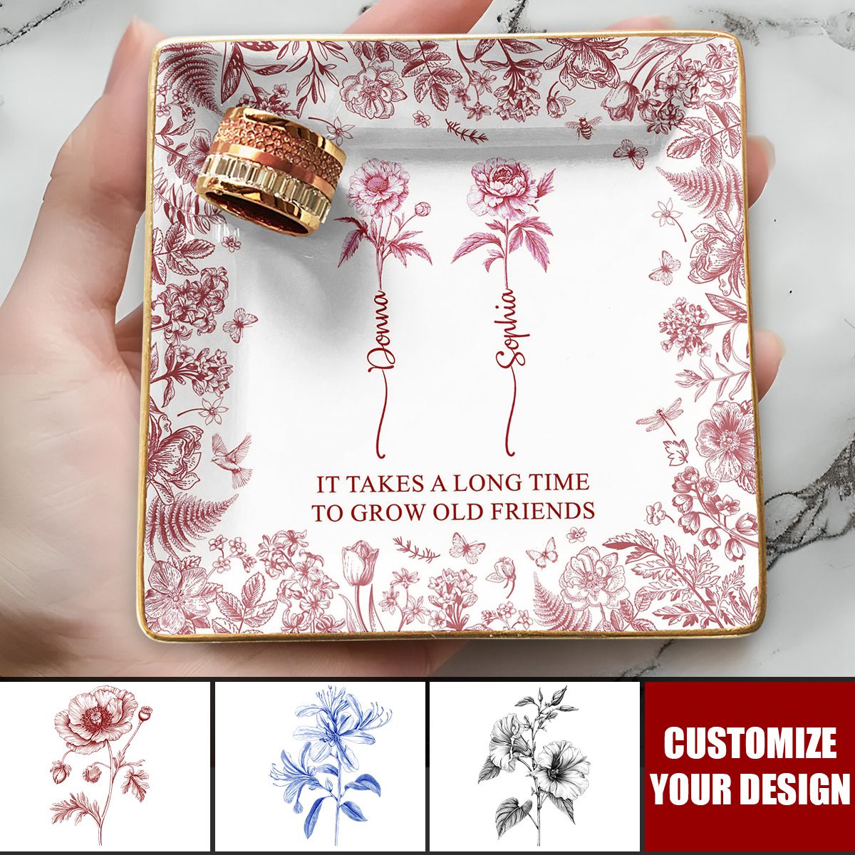 If Besties Were Flowers I'd Pick You - Personalized Jewelry Dish