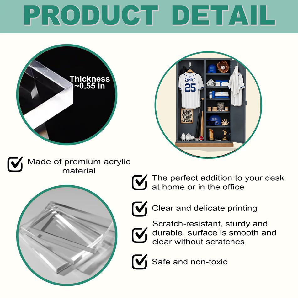 Personalized Baseball Locker Acrylic Plaque - Gifts For Baseball Player