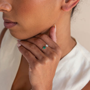 Forever Link Double Heart Personalized Birthstone Ring -  Gift for Her, Wife, Mom, Daughter