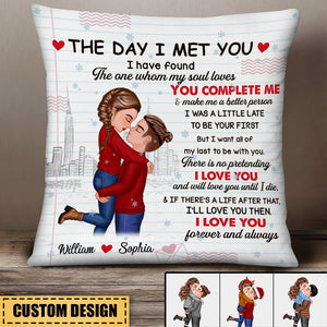 Merry Christmas Couple Kissing -ILove You Forever And Always - Personalized Pillow