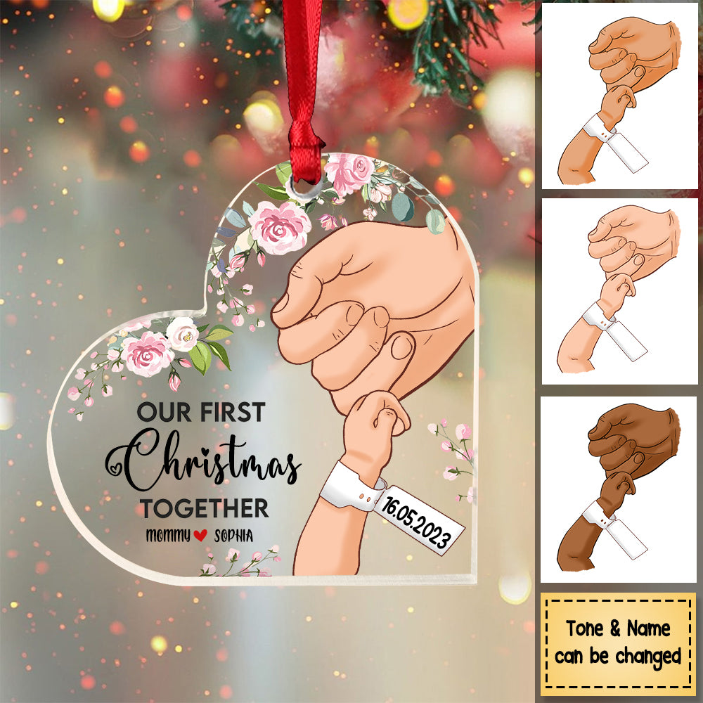 Our First Christmas Together - Personalized Acrylic Christmas Ornament - Gifts For Baby/Newborn