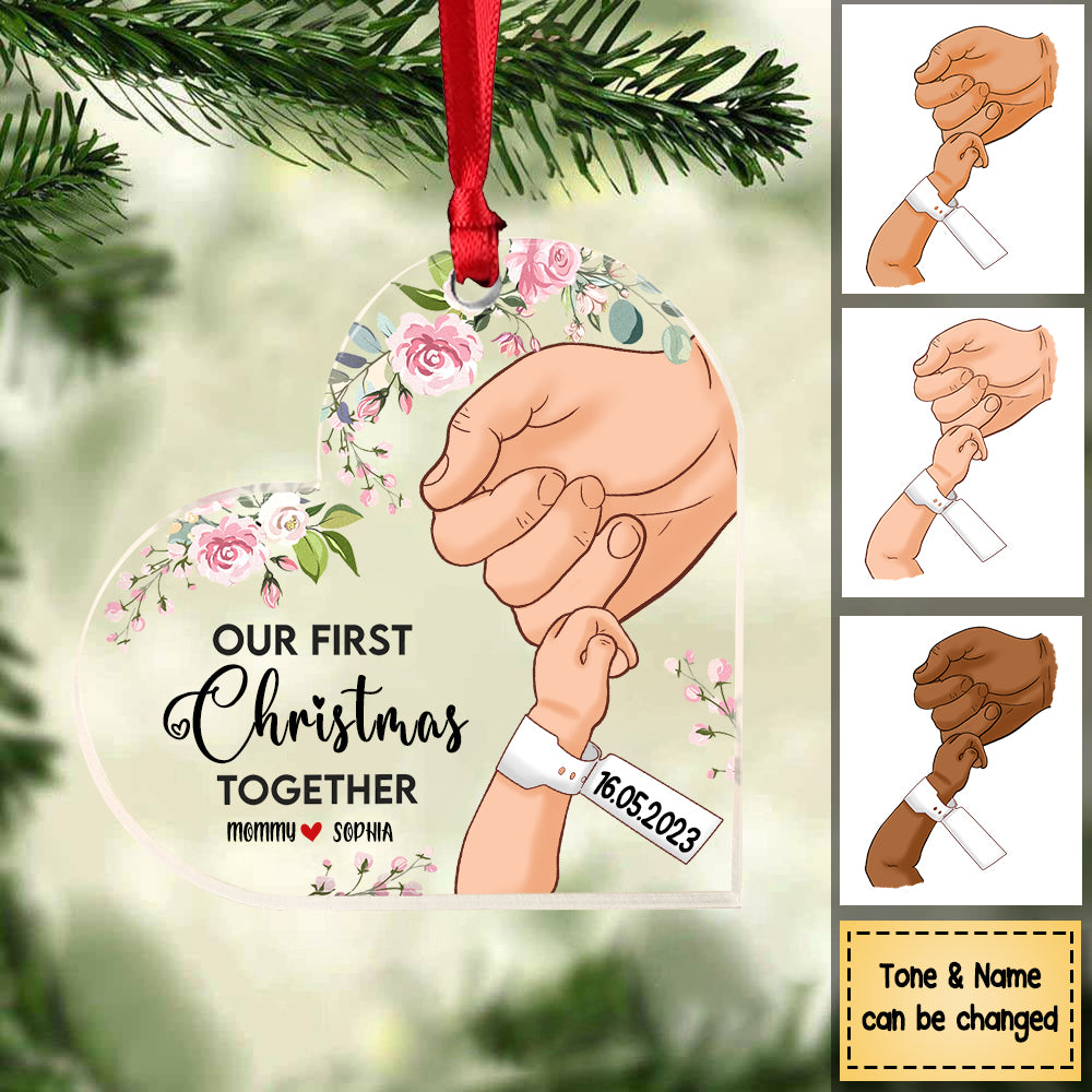 Our First Christmas Together - Personalized Acrylic Christmas Ornament - Gifts For Baby/Newborn