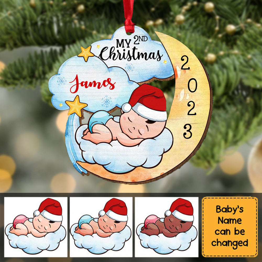 Baby's 1st Christmas Moon Personalized Ornament