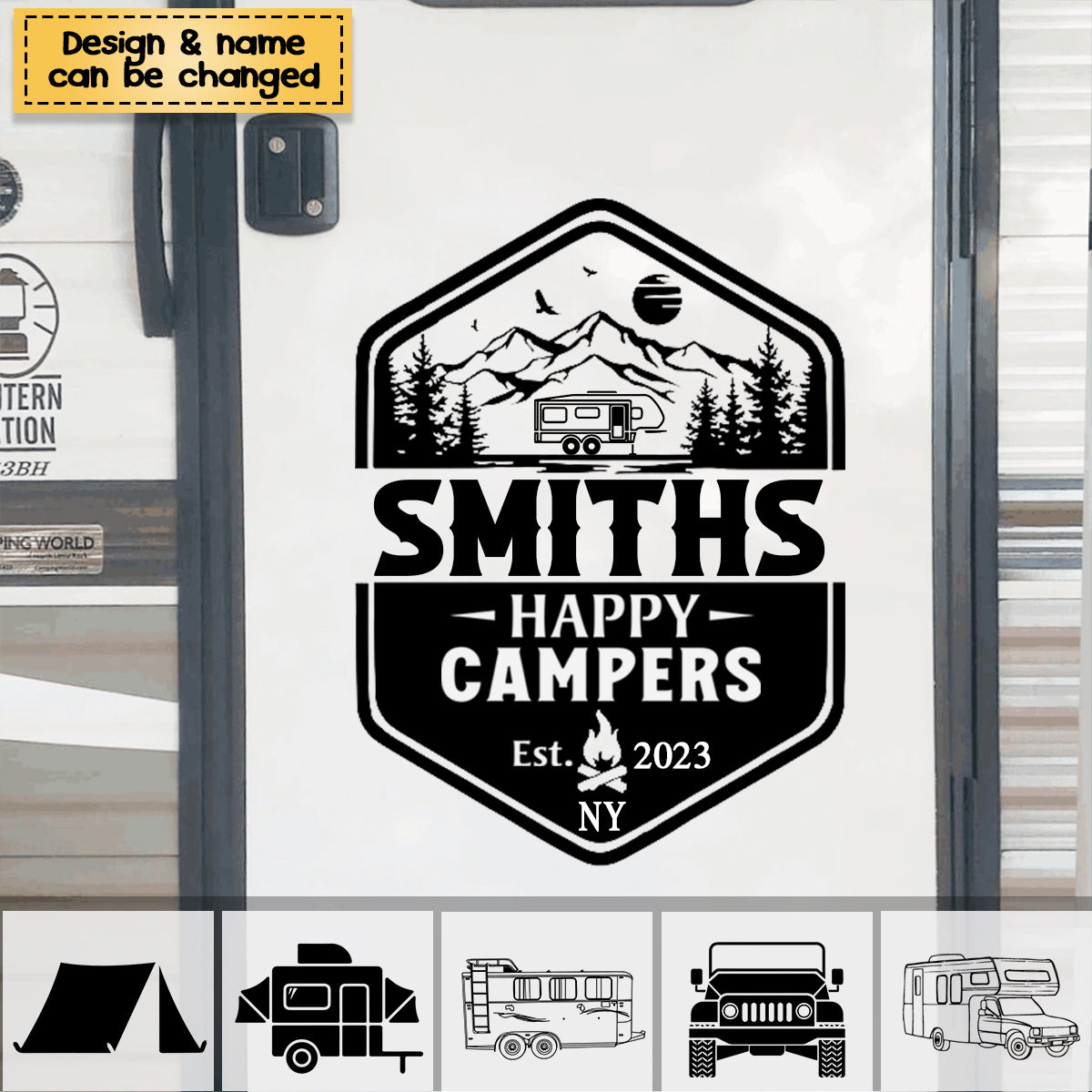 Family Adventures - Camping Personalized Custom RV Decal - Gift For Camping Lovers