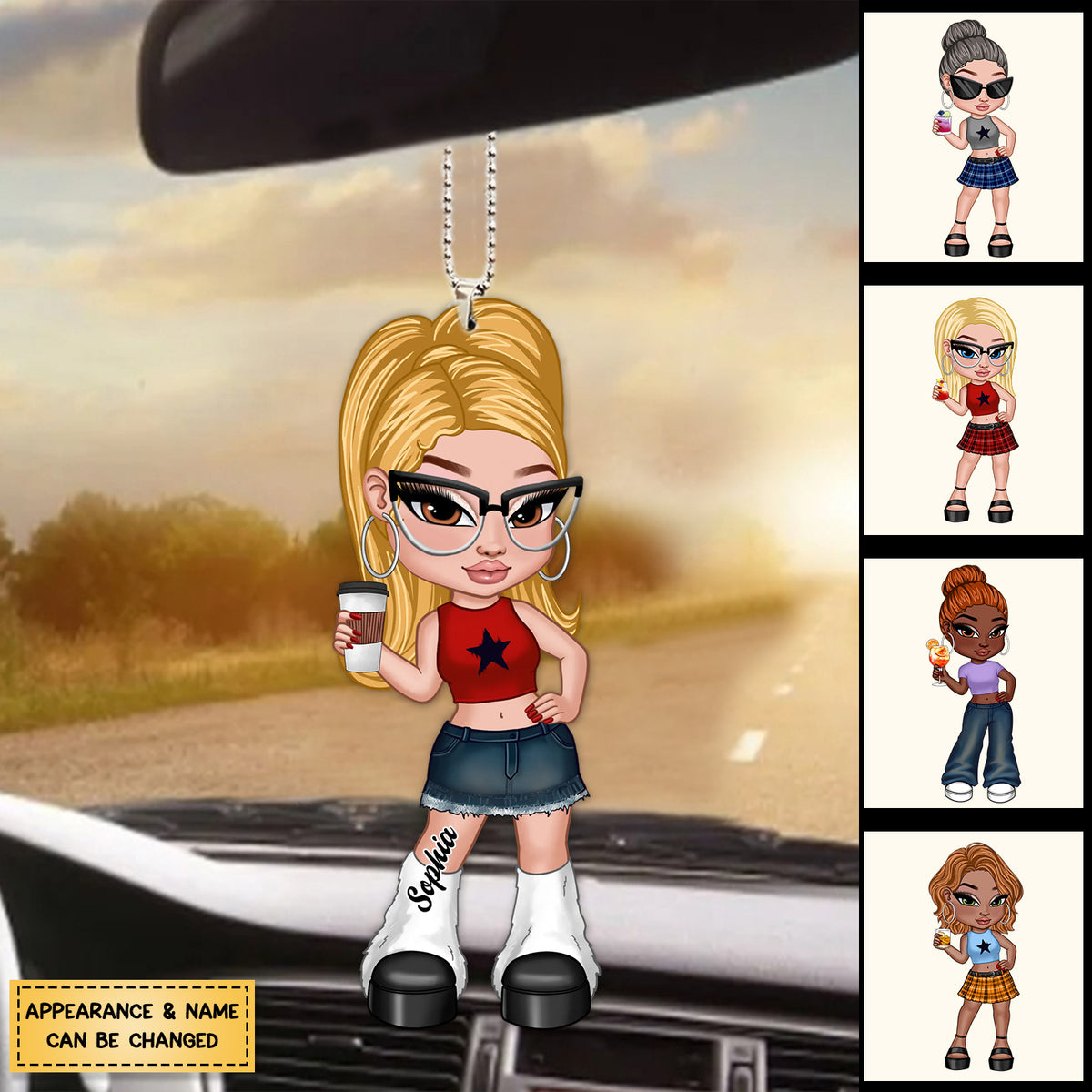 Y2K Fashion Girl Personalized Acrylic Car Ornament