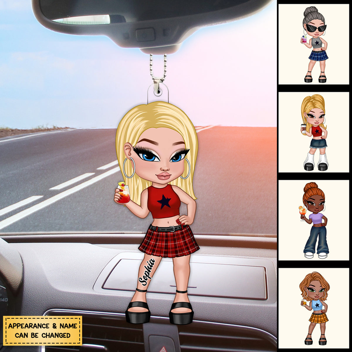 Y2K Fashion Girl Personalized Acrylic Car Ornament