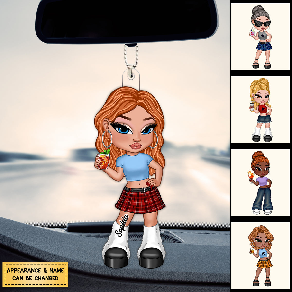 Y2K Fashion Girl Personalized Acrylic Car Ornament