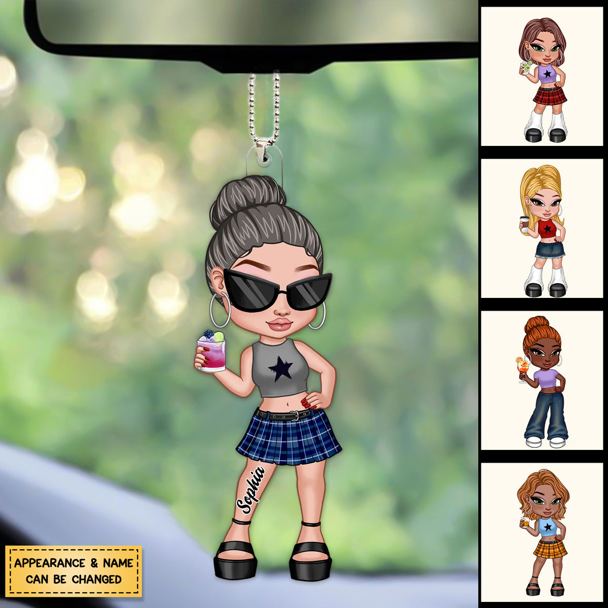 Y2K Fashion Girl Personalized Acrylic Car Ornament